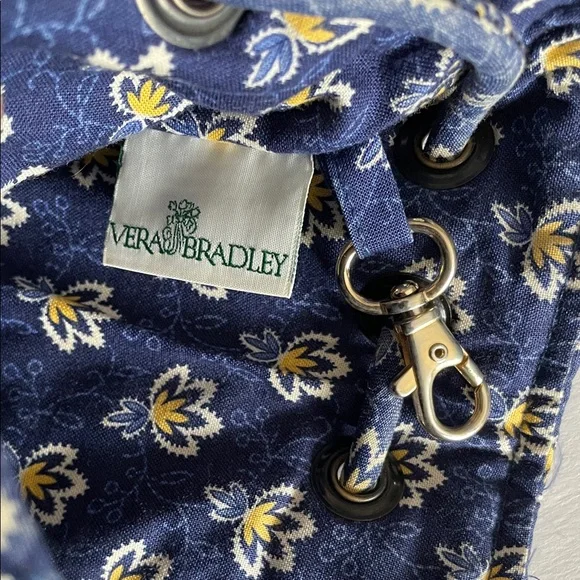 Vera Bradley retired Maison Floral navy blue/yellow Drawstring Backpack - Picture 4 of 11
